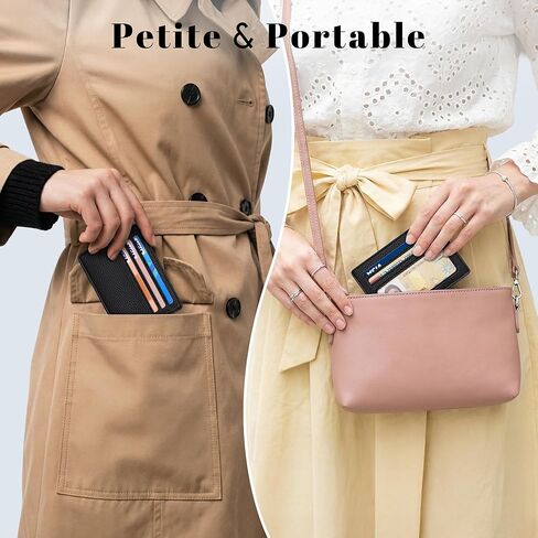 Credit Card Holder for Women, RFID Small Slim Minimalist Card Holder Wallet, Mini RFID Thin Wallet for Women, Black in Saudi Arabia