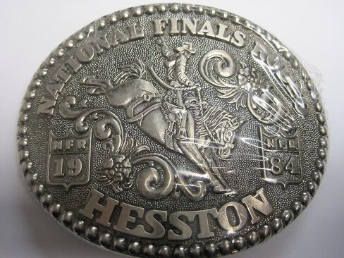 Hesston 1984 National Finals Rodeo Adult Belt Buckle New in Original Shrinkwrap in Saudi Arabia