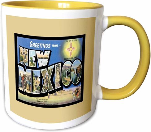 3dRose Greetings from New Mexico Scenic Postcard Reproduction Two Tone Mug, 11oz, Black in Saudi Arabia