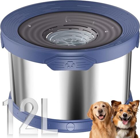 UPSKY Dog Water Bowl No Spill 10L Stainless Steel, 2.6 Gallon Large Capacity Spill-Proof Dog Bowls, Non-Slip Slow Drinking Anti-Splash Bowl for Large Messy Drinkers, No Mess Indoor/Outdoor Use, Blue in Kuwait