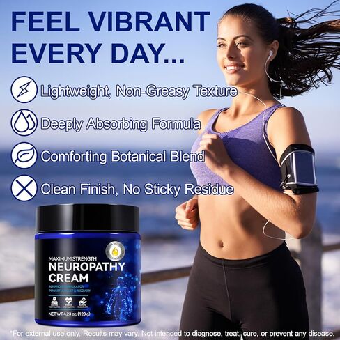 Neuropathy Cream Extra Strength 120g, Neuropathy Nerve Pain Relief Cream Contains Arnica, Vitamin B6 & Lavender, Deep Soothing & Moisturizing in Saudi Arabia