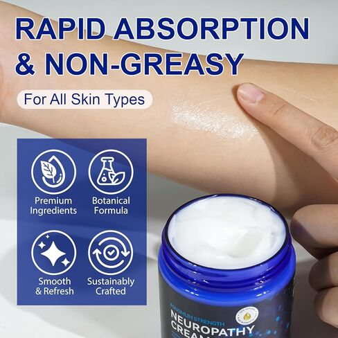 Neuropathy Cream Extra Strength 120g, Neuropathy Nerve Pain Relief Cream Contains Arnica, Vitamin B6 & Lavender, Deep Soothing & Moisturizing in Saudi Arabia