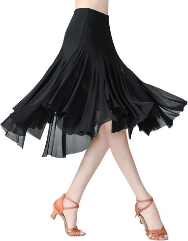 Elegant Ballroom Dance Skirts for Women Dancing Belly Dance Skirt Swing Waltz Salsa Latin Dance Skirts Flamenco Skirt in Kuwait