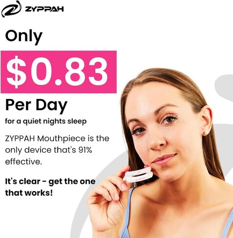 قطعة الفم الهجينة المضادة للشخير من ZYPPAH | واقي الفم لنوم أفضل - قطعة الفم مع حزام اللسان لوقف الشخير - قالب مخصص للفم - نوم سعيد - نوم جميل - 2.25 × 2.75 × 1 بوصة in Kuwait