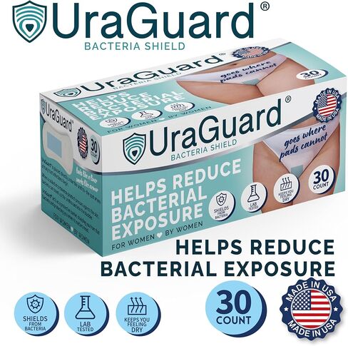 Bacteria Shield for Women, Protective Urethral Barrier for Dryness and Comfort, Ultra-Thin Shield for Use with Disposable Underwear and Briefs, Pack of 30 (Packaging May Vary) in Saudi Arabia