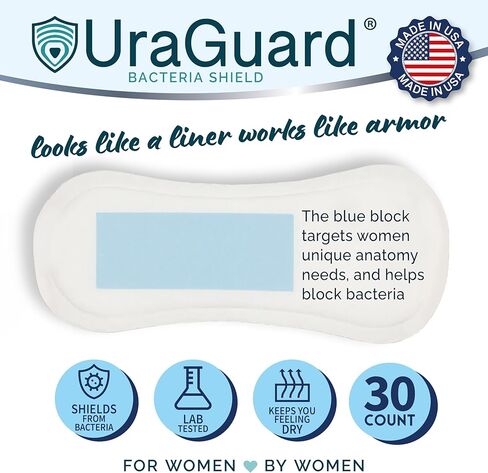Bacteria Shield for Women, Protective Urethral Barrier for Dryness and Comfort, Ultra-Thin Shield for Use with Disposable Underwear and Briefs, Pack of 30 (Packaging May Vary) in Saudi Arabia