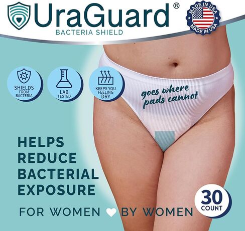 Bacteria Shield for Women, Protective Urethral Barrier for Dryness and Comfort, Ultra-Thin Shield for Use with Disposable Underwear and Briefs, Pack of 30 (Packaging May Vary) in Saudi Arabia