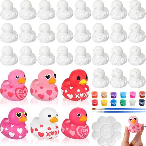 Supervitae 24 PCS Bulk St. Patrick's Duck Duck Paint الخاص بك من السيراميك من السيراميك لطلاء Duckies DIY Duckies غير مصممة الأيرلنديين اللامبانيين للفنون والحرف اليدوية in Kuwait