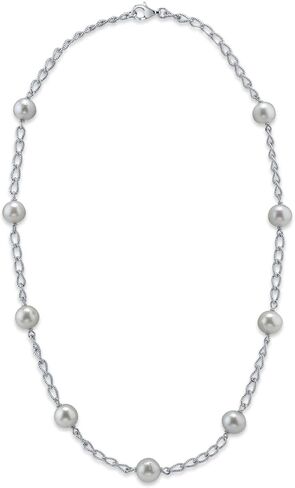 The Pearl Source 9-10mm Genuine White Freshwater Cultured Pearl Braided Link Bracelet for Women in Saudi Arabia