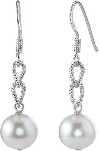 The Pearl Source 9-10mm Genuine White Freshwater Cultured Pearl Braided Link Bracelet for Women in Saudi Arabia