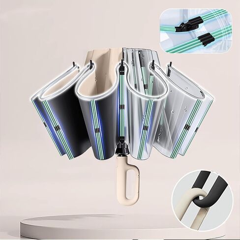 Inverted Umbrella with Carabiner Handle, Compact Wind Proof Umbrellas For Rain and Sun Protection, Portable Reverse Folding Umbrella, Car Umbrella for Women Men, 10 Ribs in Saudi Arabia