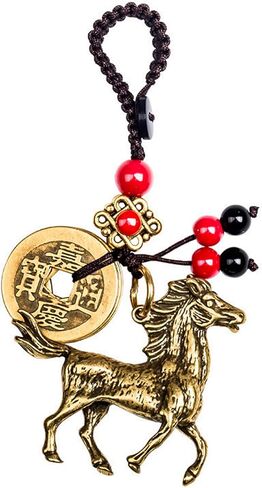 Chinese Good Luck Charm,Feng Shui Bell Keychain,The God of Wealth Statue Keychain,Lucky Horse Key Ring with Feng Shui in Saudi Arabia