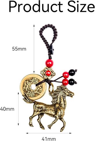 Chinese Good Luck Charm,Feng Shui Bell Keychain,The God of Wealth Statue Keychain,Lucky Horse Key Ring with Feng Shui in Saudi Arabia