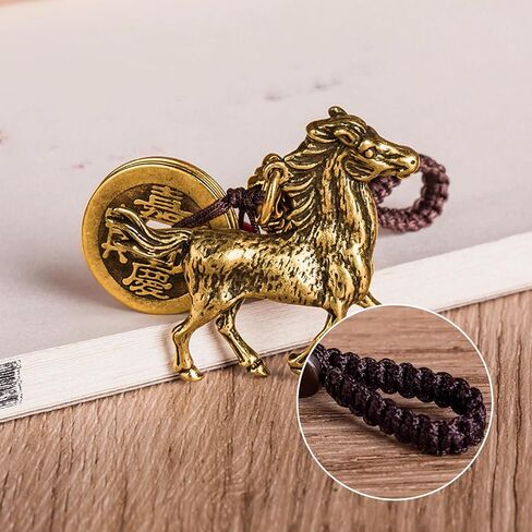 Chinese Good Luck Charm,Feng Shui Bell Keychain,The God of Wealth Statue Keychain,Lucky Horse Key Ring with Feng Shui in Saudi Arabia