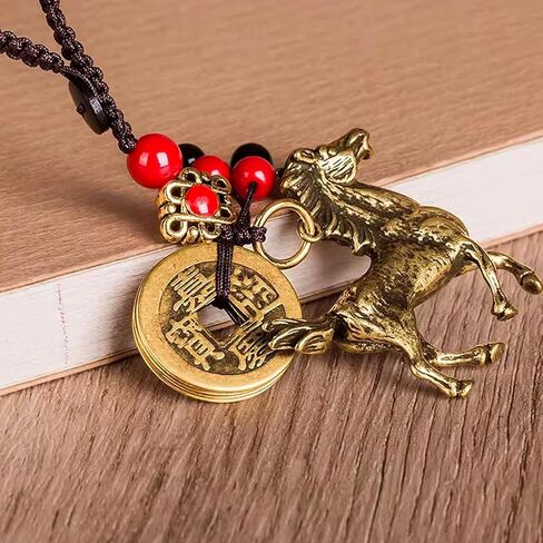 Chinese Good Luck Charm,Feng Shui Bell Keychain,The God of Wealth Statue Keychain,Lucky Horse Key Ring with Feng Shui in Saudi Arabia