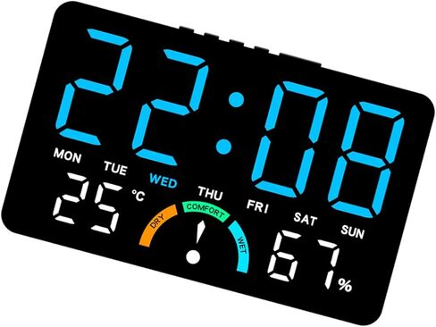 Multifunction Electronic Clock Large LED Display Realtime Indoor Climate Monitor Brightness Home Office Use Large Screen Wall Desk Double Use Clock in Kuwait