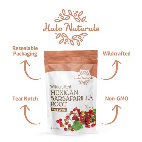 جذر نبات السارساباريلا (المكسيكي) المقطوع والمخلوط بطريقة Wildcrafted، 4 أونصات (Smilax Medica) | كيس قابل للإغلاق| معبأة في الولايات المتحدة الأمريكية (عبوة من قطعة واحدة) in Saudi Arabia