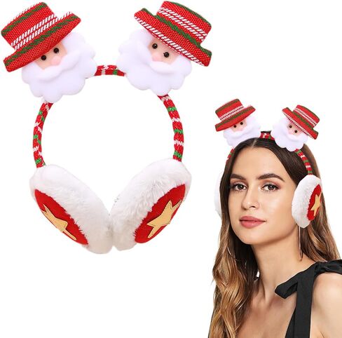 Christmas Earmuffs Cute Cartoon Santa Snowman Bear EIK Ear Warmer Headband Ear Muffs Covers for Winter Party Costume Headwear in Kuwait