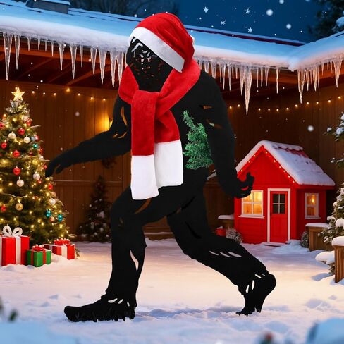 3 Pcs 7.4ft Sasquatch Christmas Costume Set Santa Scarf Hat Mini Christmas Tree Set for Garden Lawn Outdoor Xmas Decoration for 7.4ft Sasquatches Oversized Costume (Sasquatch Not Included) in Saudi Arabia