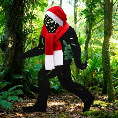 3 Pcs 7.4ft Sasquatch Christmas Costume Set Santa Scarf Hat Mini Christmas Tree Set for Garden Lawn Outdoor Xmas Decoration for 7.4ft Sasquatches Oversized Costume (Sasquatch Not Included) in Saudi Arabia