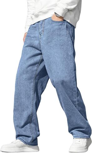 JMIERR Men's Baggy Jeans Wide Leg Skater Hip Hop Denim Pants Y2K Vintage Loose Fit Streetwear in Saudi Arabia