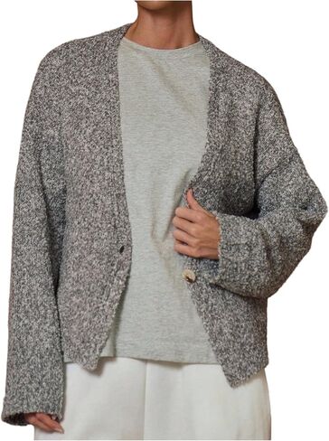 Milumia Women's Deep V Neck Fuzzy Cardigan Casual Drop Shoulder Long Sleeve Oversized Knitted Sweaters in Saudi Arabia