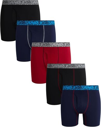 AND1 Men's Boxer Briefs–5 Pack Soft Stretch Compression Boxers for Men with Functional Fly - Performance Mens Underwear S-3XL in Kuwait