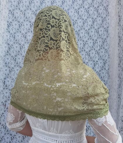 FANFAN Black Infinity Veil for Catholic Lace Infinity Scarf Pink Floral Lace Head Scarf Catholic Veil Women Mass Veil Y087 in Saudi Arabia