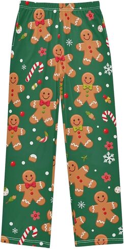 Pigsaly Boys' Pants Christmas Gingerbread Man Long Bottoms Whiter Red Candy Cane Jogger Pants Elastic Waist Trousers S in Saudi Arabia