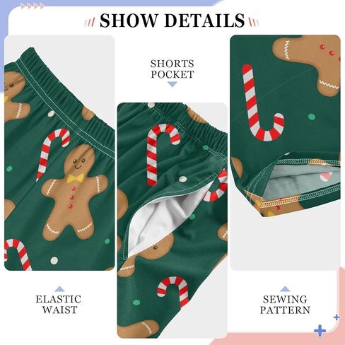 Pigsaly Boys' Pants Christmas Gingerbread Man Long Bottoms Whiter Red Candy Cane Jogger Pants Elastic Waist Trousers S in Saudi Arabia
