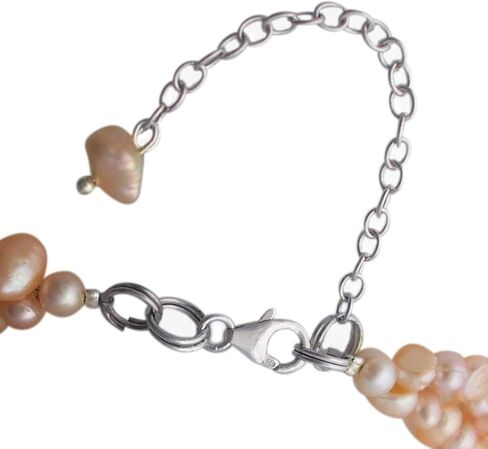 Pink Coin Cultured Freshwater Pearl Cluster Cherry Blossom Flower .925 Sterling Silver Necklace | Handmade Necklace in Saudi Arabia