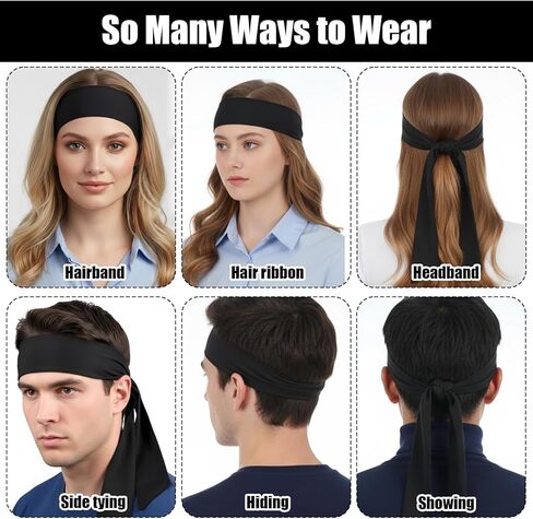 2 Pcs Sport Tie Headbands, Sweatband Sport Headband for Men Women, Adjustable Tie Sweat Headband & Bandana for Basketball, Softball, Running, Workout, Yoga, Volleyball, Karate, Tennis in Saudi Arabia