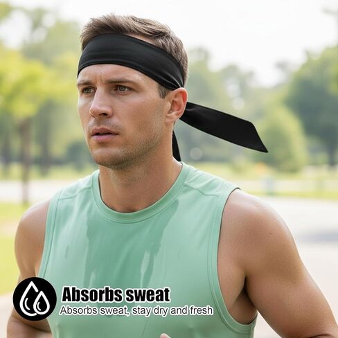 2 Pcs Sport Tie Headbands, Sweatband Sport Headband for Men Women, Adjustable Tie Sweat Headband & Bandana for Basketball, Softball, Running, Workout, Yoga, Volleyball, Karate, Tennis in Saudi Arabia
