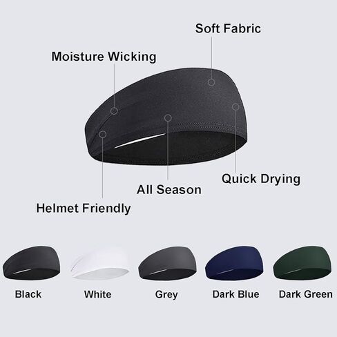 5 Pack Sports Headbands for Running, Cycling, Basketball, Football and Yoga, Men's and Women's Hairbands in Saudi Arabia