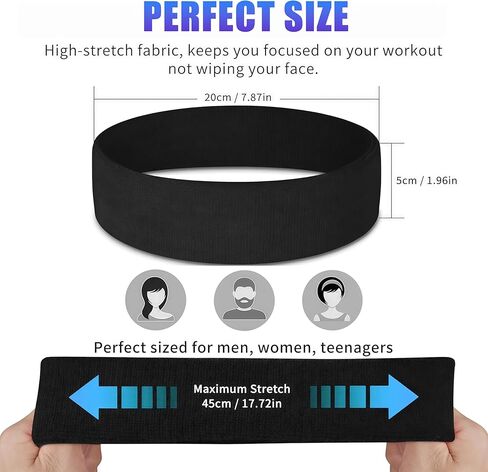 Sweat Bands Headbands for Men & Women – 4-Pack Sweatbands, Stretchy Athletic Sports Headbands, Moisture-Wicking Terry Cloth Cotton Headbands for Workouts in Saudi Arabia