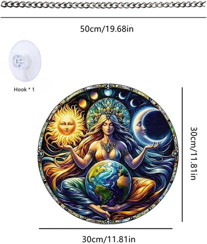 Universe Goddess Earth Sun Moon Acrylic Window Hanging Stained Suncatchers for Window Acrylic Panels Bedroom Garden Kitchen Wall Decoration Gifts for Women Mom Grandma Teacher in Saudi Arabia