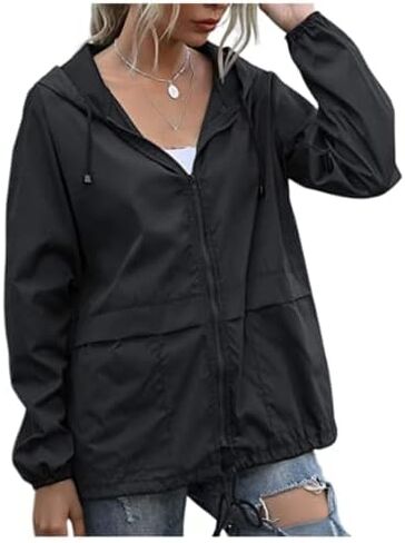Women's Waterproof Raincoat Lightweight Rain Jacket Hooded Adjustable Windbreaker Rain Coats with Pocket for Outdoor in Saudi Arabia
