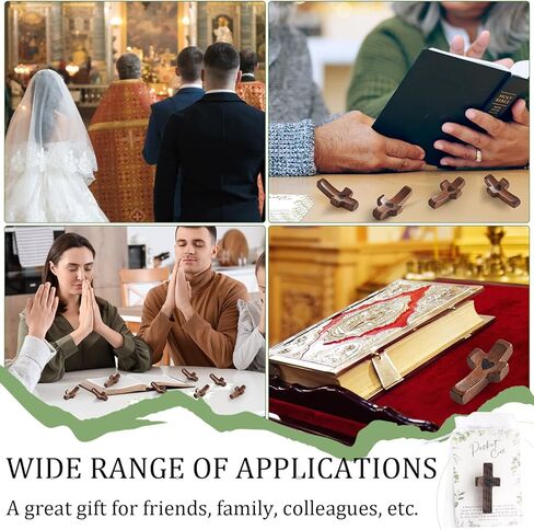 10 مجموعات من هدايا صليب قلبي، صلبان جيب خشبية محمولة باليد مع بطاقة وحقيبة الأورجانزا هدية تشجيعية، هدية صغيرة من الخشب بأطراف الأصابع لتخفيف التوتر، حرفة دينية للمسيحيين وكنيسة الصلاة in Kuwait