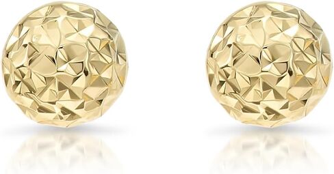 14k Yellow Gold Diamond-cut Ball Stud Earrings in Saudi Arabia