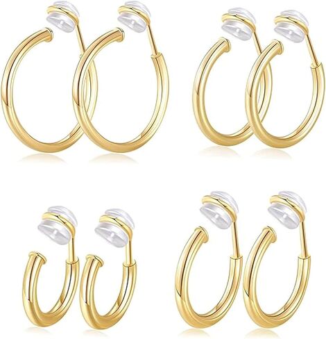 Clip On Hoop Earrings for Women – Non Pierced Gold Hoops Fake Earrings Clip On for Unpierced Ears 10–20MM in Saudi Arabia