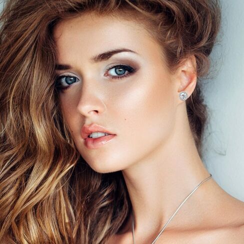 Rhinestone Earrings 3 Pairs Round Shaped Acrylic Stone Inside Crystal Halo Stud Earrings for Dance Competitions Stage Opera Performance Wedding Earring Jewelry (Silver) in Saudi Arabia