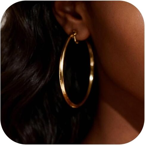 Clip On Earrings for Women Gold Hoop Large Non Piercing Trendy Statement Jewelry Holiday Gifts for Her in Saudi Arabia
