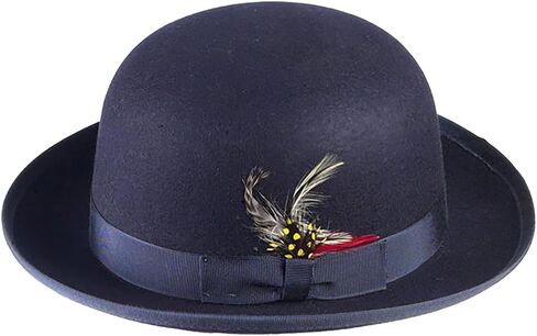 New Mens 100% Wool Navy Blue Derby Bowler Hat in Saudi Arabia