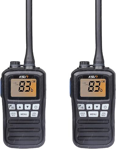 Handheld Two-Way VHF Marine Radio IPX7 Waterproof,LED Screen,10 NOAA Weather Channels,Flashing Light,Falling Water Alarm KSUN P25 in Kuwait