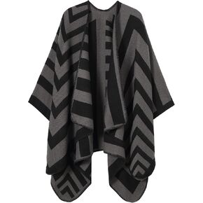 سترة نسائية دافئة شال ملفوفة كاجوال بعباءات كيب شالات مفتوحة من الأمام لخريف وشتاء in Kuwait