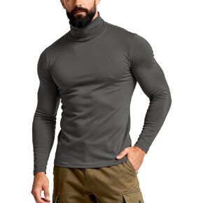 Mens Turtleneck Long Sleeve Shirts Thermal Base Layer T-Shirts Pullover Top Lightweight Undershirt in Saudi Arabia