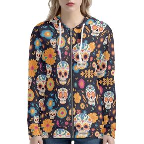 Irisjudy Women Sweatshirt Tops XS-5XL Island Tribal Sport Hoodies, Music Notes, Sunflowers Zip up Jackets Fall Pullovers in Kuwait