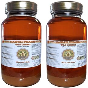 Wild Cherry Liquid Extract, Organic Wild Cherry (Prunus Serotina) Tincture, Herbal Supplement, Hawaii Pharm, Made in USA, 2x4 fl.oz in Saudi Arabia