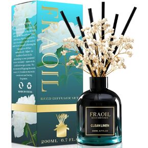 Clean Linen Reed Diffuser, Reed Diffuser Set 6.7 fl oz (200 ml) with 6 Reed Sticks, Home Fragrance Reed Diffuser for Bathroom Shelf House Bedroom Office Decor in Saudi Arabia