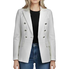 Women's Real Lambskin Leather Double Breasted Blazer Jacket - Casual Coat Long Sleeves Genuine Leather Jacket in Saudi Arabia